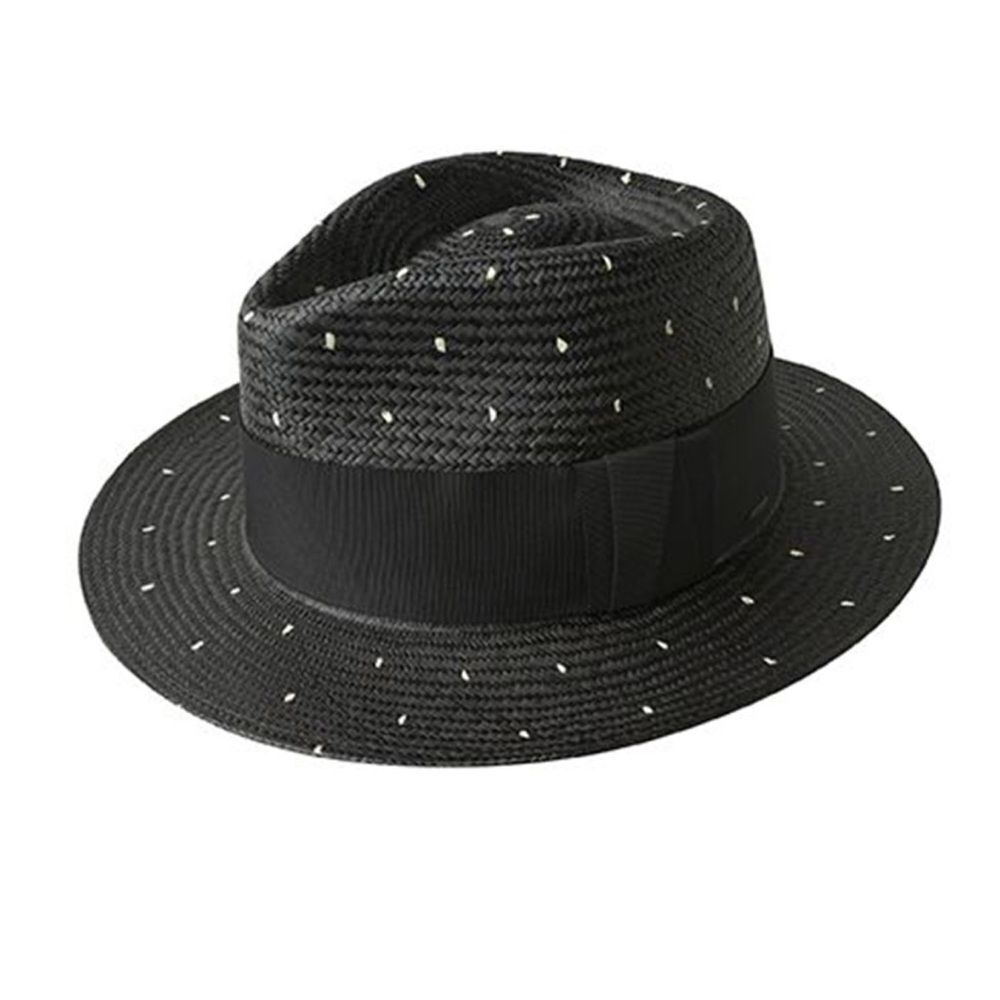 Rare Bailey Tor Straw Hat in Black / Natural Dots Size L / New No Tags